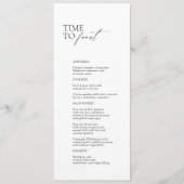 Zwart & Wit Modern "Tijd om te Feesten" Trouwmenu Menu (Voorkant)