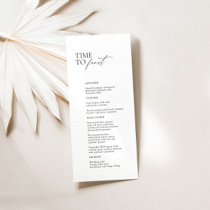 Zwart & Wit Modern "Tijd om te Feesten" Trouwmenu Menu