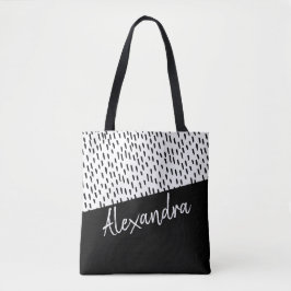 Zwart wit, modern tote bag