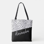 Zwart wit, modern tote bag (Achterkant)