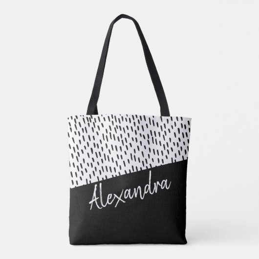 Zwart wit, modern tote bag (Achterkant)