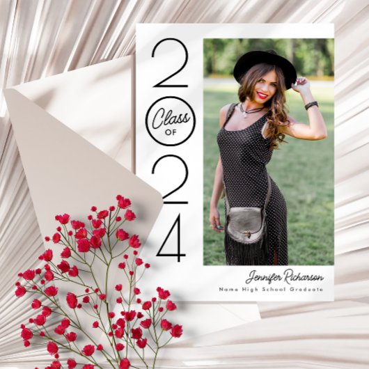 Zwart & Wit Modern Typografie Foto Afstuderen Aankondiging