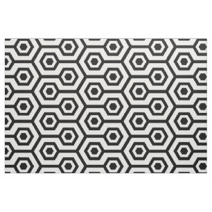 Zwart-wit modern veelhoekig geometrisch patroon stof