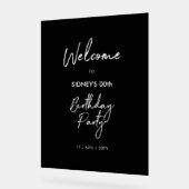 Zwart & Wit Modern Verjaardagsfeest Welkom Acryl Bord (Hoek)