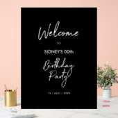 Zwart & Wit Modern Verjaardagsfeest Welkom Acryl Bord (Huwelijk)
