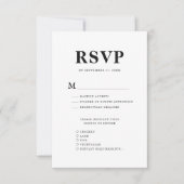 Zwart-wit Modern Vet Monogram Bruiloft RSVP Kaartje (Voorkant)