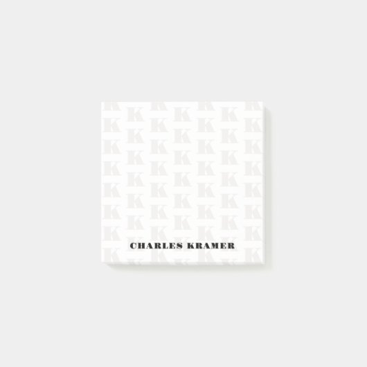 Zwart Wit Modern Vet Monogram Initiaal Letter Post-it® Notes (Voorkant)