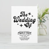 zwart & wit Modern Vintage retro script Huwelijk Kaart (Staand voorkant)