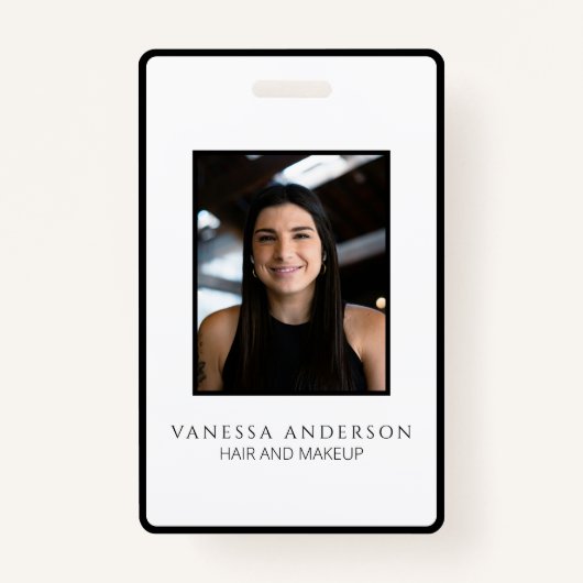 Zwart Wit Modern Zakelijk Logo Foto Salon Spa Badge (Achterkant)