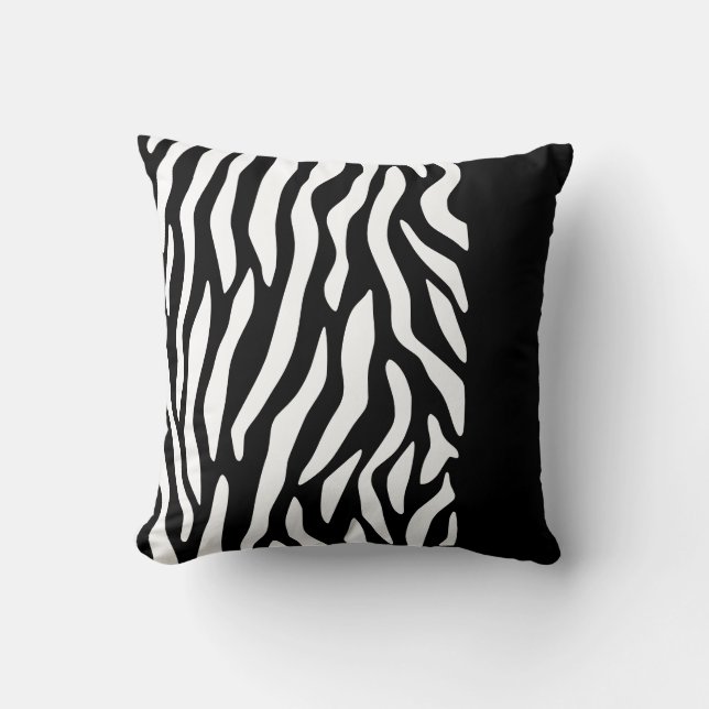 Zwart-wit modern zebraprint kussen (Voorkant)