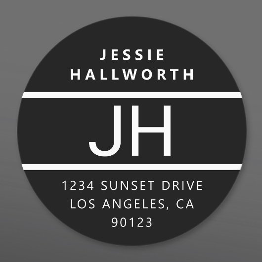 Zwart-wit modern zwart monogram waterdicht labels