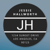 Zwart-wit modern zwart monogram waterdicht labels