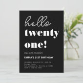 Zwart Wit Moderne 21ste Verjaardag Kaart (Staand voorkant)