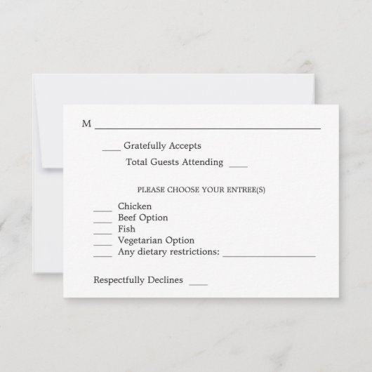Zwart & Wit Moderne 2-3 Kalligrafie Maaltijd RSVP