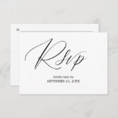Zwart & Wit Moderne 2-3 Kalligrafie Maaltijd RSVP (Voorkant / Achterkant)
