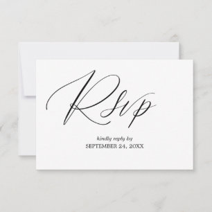Zwart & Wit Moderne 2-3 Kalligrafie Maaltijd RSVP Kaartje
