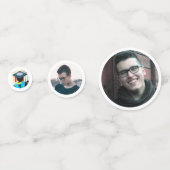 Zwart & Wit Moderne 3 Foto Graduation Party Confetti (Achterkanten)