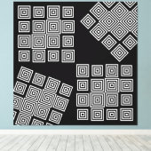 Zwart-wit moderne Abstracte illusie Geometrische k Canvas Afdruk (Insitu (Houten vloer))