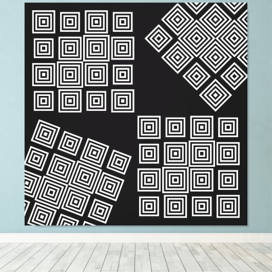 Zwart-wit moderne Abstracte illusie Geometrische k Canvas Afdruk (Insitu (Houten vloer))
