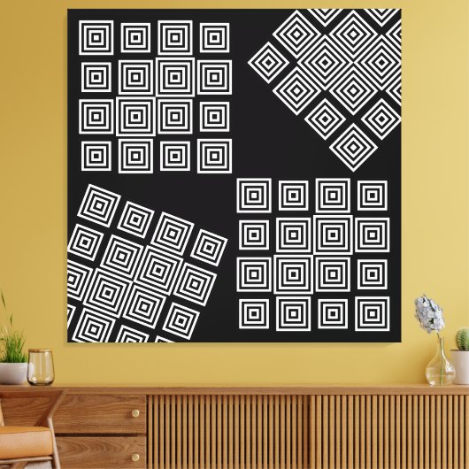 Zwart-wit moderne Abstracte illusie Geometrische k Canvas Afdruk (Insitu (Woonkamer))