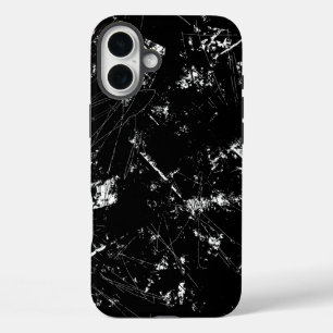 Zwart-wit moderne abstracte krastextuur iPhone 16 plus hoesje