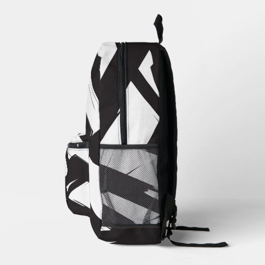Zwart & Wit Moderne Abstracte Kunst Lijn Custom Na Bedrukte Rugzak (Rechts)