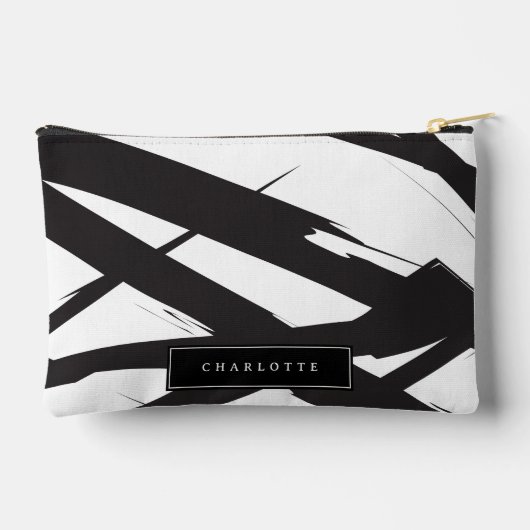 Zwart & Wit Moderne Abstracte Kunst Lijn Custom Na Etui (Achterkant)