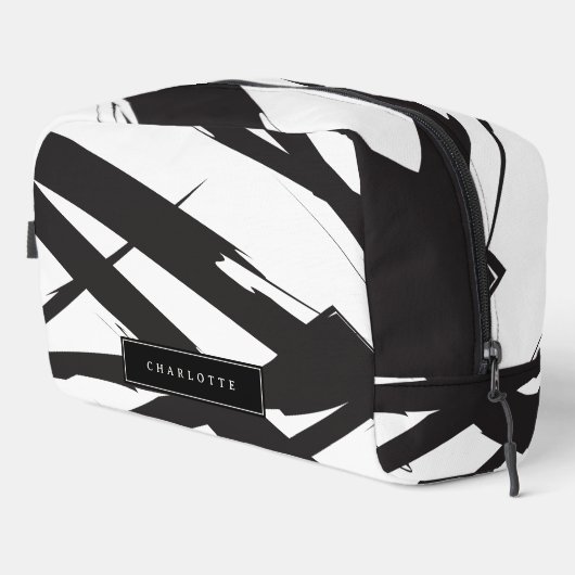 Zwart & Wit Moderne Abstracte Kunst Lijn Custom Na Toilettasje (Rechterhoek)