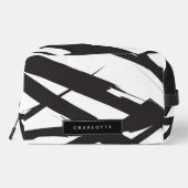 Zwart & Wit Moderne Abstracte Kunst Lijn Custom Na Toilettasje (Achterkant)