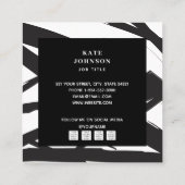 Zwart-wit moderne Abstracte kunst lijn QR-code Vierkante Visitekaartje (Achterkant)