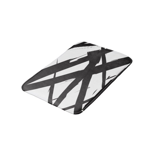 Zwart-wit moderne Abstracte kunstlijn decoratief Badmat (Gekanteld)
