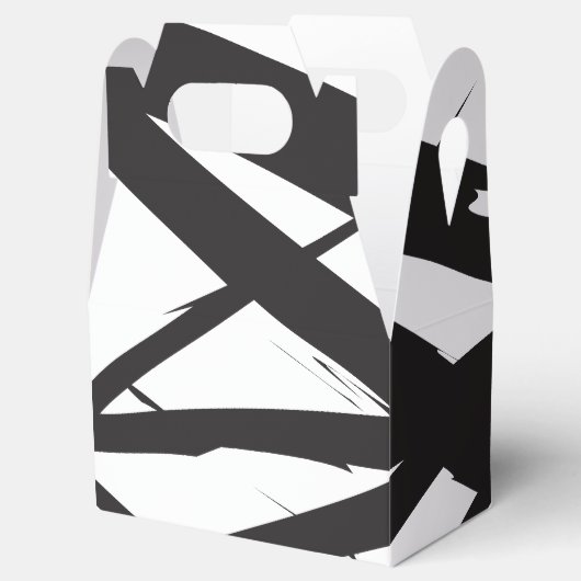 Zwart-wit moderne Abstracte kunstlijn decoratief Bedankdoosjes (Geopend)