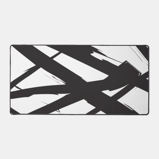 Zwart-wit moderne Abstracte kunstlijn decoratief Bureaumat (Voorkant)