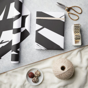 Zwart-wit moderne Abstracte kunstlijn decoratief Cadeaupapier