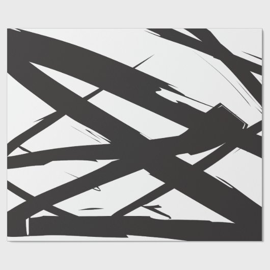 Zwart-wit moderne Abstracte kunstlijn decoratief Cadeaupapier (Vlak)
