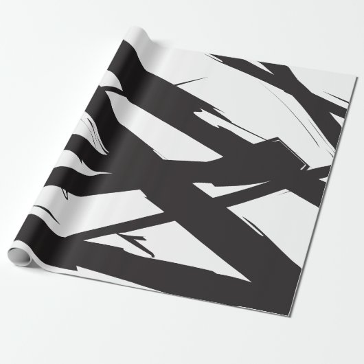 Zwart-wit moderne Abstracte kunstlijn decoratief Cadeaupapier (Uitgerold)