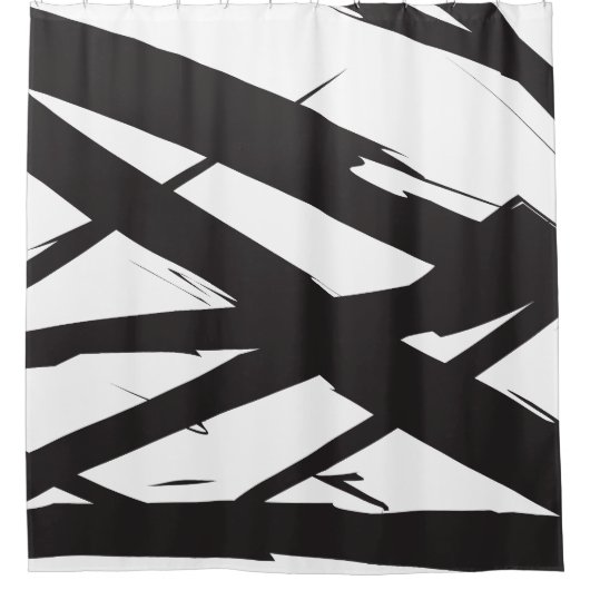 Zwart-wit moderne Abstracte kunstlijn decoratief Douchegordijn (Voorkant)
