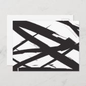 Zwart-wit moderne Abstracte kunstlijn decoratief Feestdagenkaart (Voorkant / Achterkant)