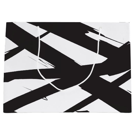 Zwart-wit moderne Abstracte kunstlijn decoratief Groot Cadeauzakje (Voorkant)
