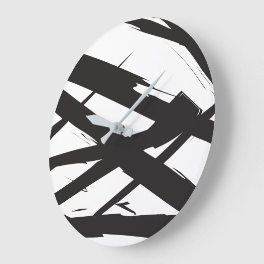 Zwart-wit moderne Abstracte kunstlijn decoratief Grote Klok (Hoek)