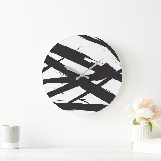 Zwart-wit moderne Abstracte kunstlijn decoratief Grote Klok (Huis)
