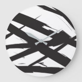Zwart-wit moderne Abstracte kunstlijn decoratief Grote Klok (Voorkant)