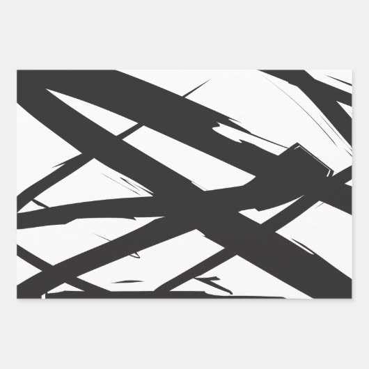 Zwart-wit moderne Abstracte kunstlijn decoratief Inpakpapier Vel (Voorkant 3)