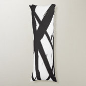 Zwart-wit moderne Abstracte kunstlijn decoratief Lichaamskussen (Voorkant Verticaal)