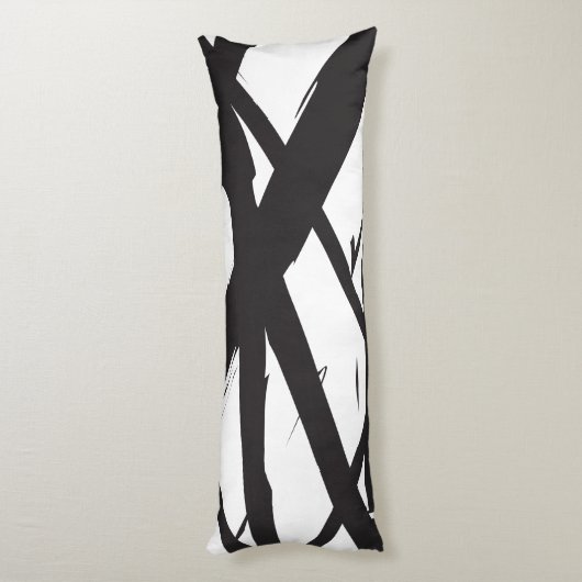 Zwart-wit moderne Abstracte kunstlijn decoratief Lichaamskussen (Achterkant (Verticaal))