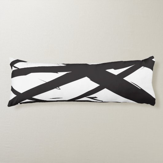 Zwart-wit moderne Abstracte kunstlijn decoratief Lichaamskussen (Voorkant)