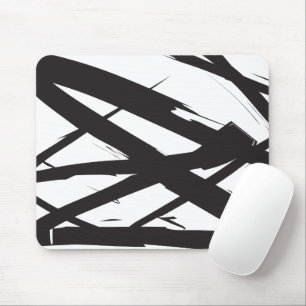 Zwart-wit moderne Abstracte kunstlijn decoratief Muismat