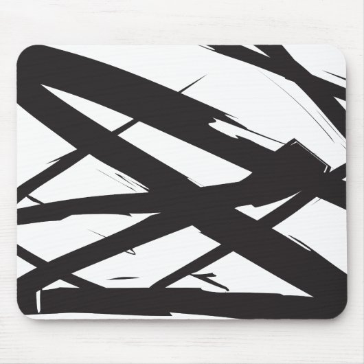 Zwart-wit moderne Abstracte kunstlijn decoratief Muismat (Voorkant)