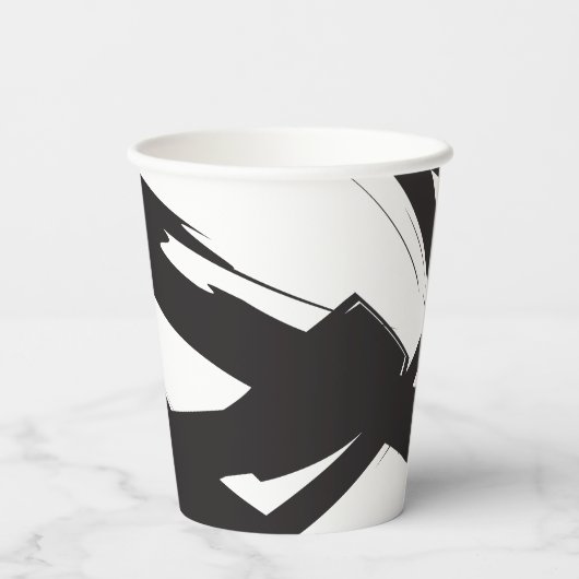 Zwart-wit moderne Abstracte kunstlijn decoratief Papieren Bekers (Achterkant)