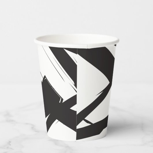 Zwart-wit moderne Abstracte kunstlijn decoratief Papieren Bekers (Rechts)